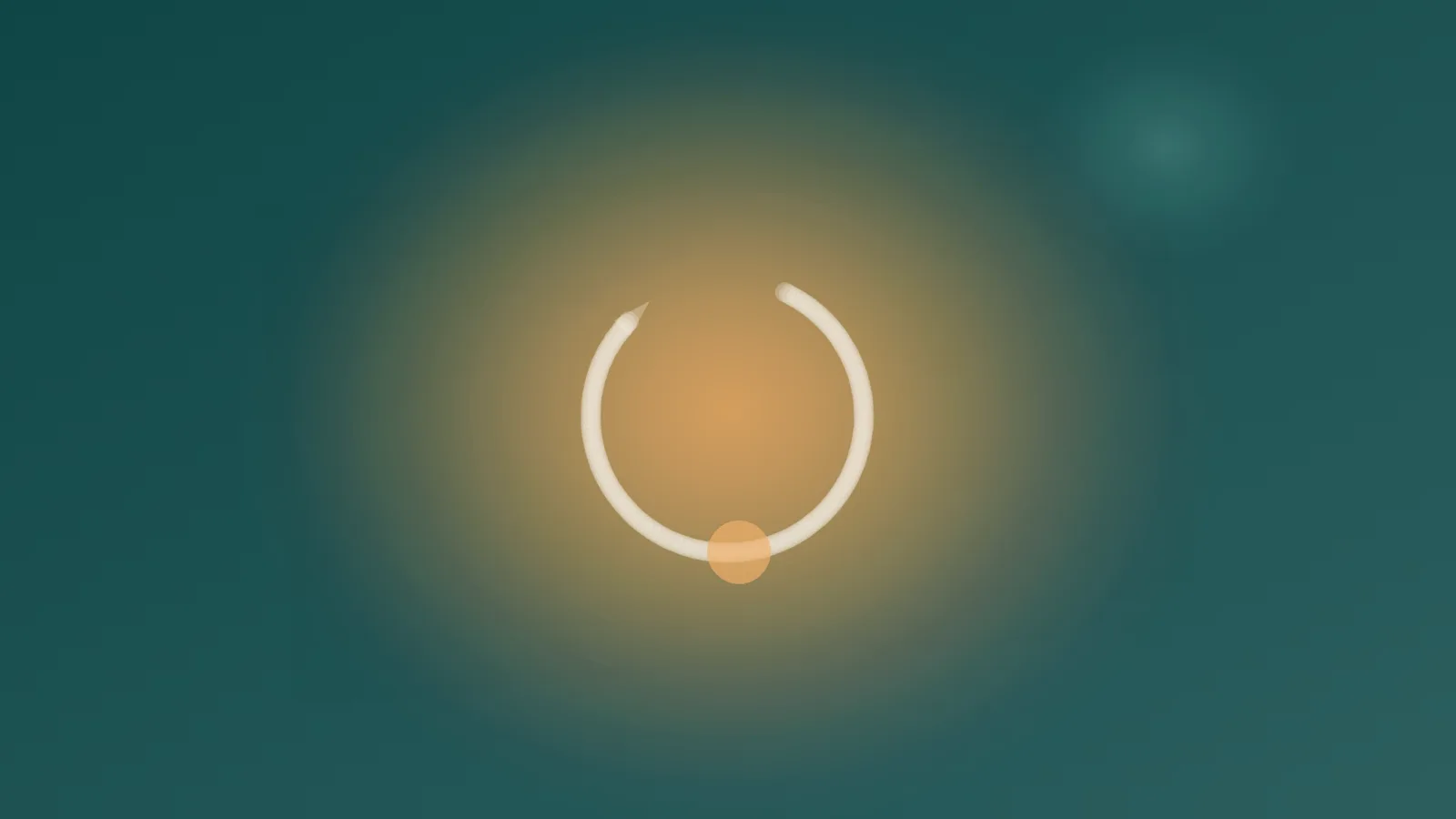 Une boucle crème presque refermée, avec un point ambre à sa base, symbolisant le cercle vicieux du souci qui s'auto-entretient dans le TAG